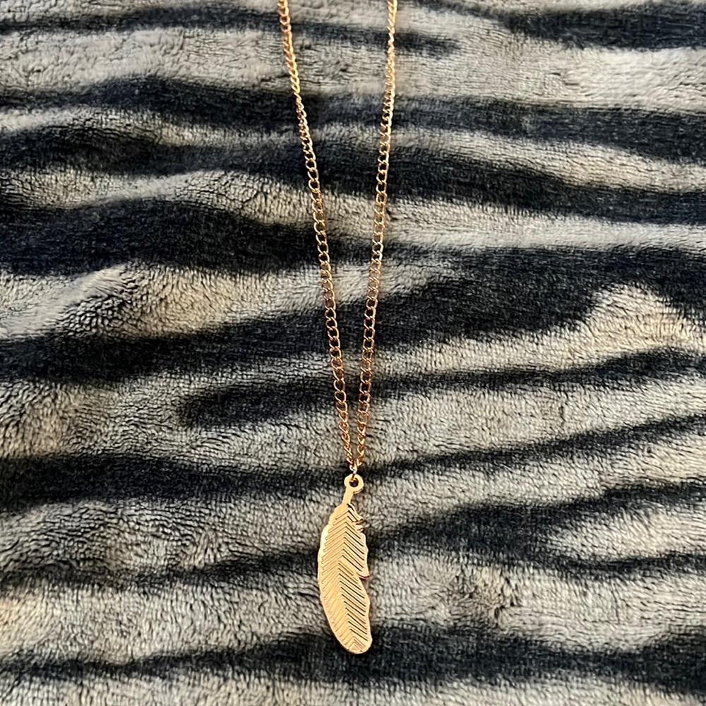 Rose Gold Toned Feather Necklace